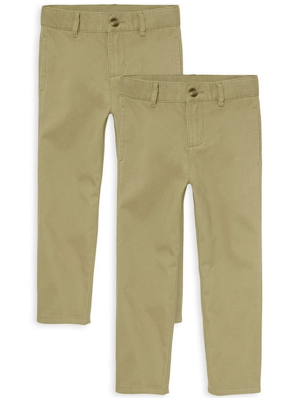 Boys Uniform Stretch Straight Chino Pant, 2-Pack, Sizes 4-16
