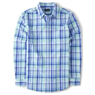 The Children's Place Dad Matching Long Sleeve Button Up Shirt, Adult Sizes S-XXXL
