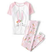 THE CHILDREN'S PLACE Girl's Short Sleeve Easter Bunny Snug Fit Cotton Pajamas, Sizes 4-16