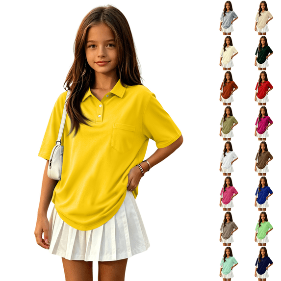 The Children's Place Girl's Short Sleeve Ruffle Pique Polo Shirt