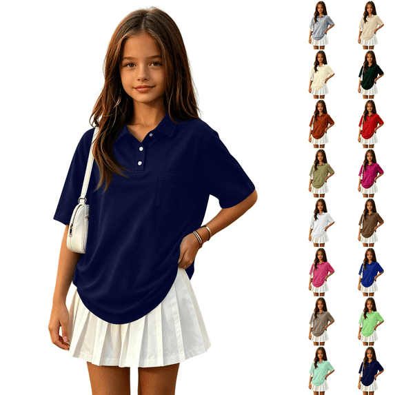 The Children's Place Girl's Short Sleeve Ruffle Pique Polo Shirt