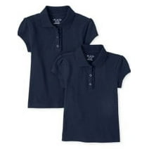 The Children's Place Girl's Uniform Short Sleeve Ruffle Pique Polo, 2-Pack