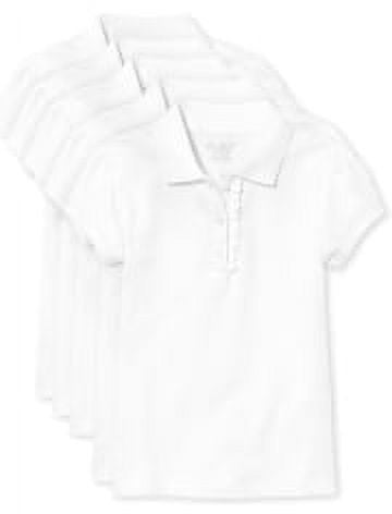 The Children's Place Girl's Uniform Short Sleeve Ruffle Pique Polo, 5-Pack