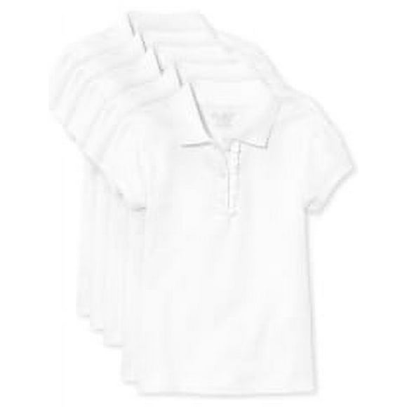 The Children's Place Girl's Uniform Short Sleeve Ruffle Pique Polo, 5-Pack