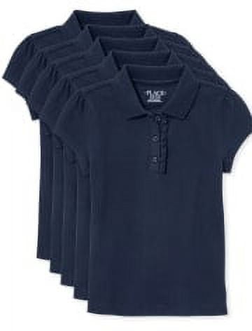 The Children's Place Girl's Uniform Short Sleeve Ruffle Pique Polo, 5-Pack