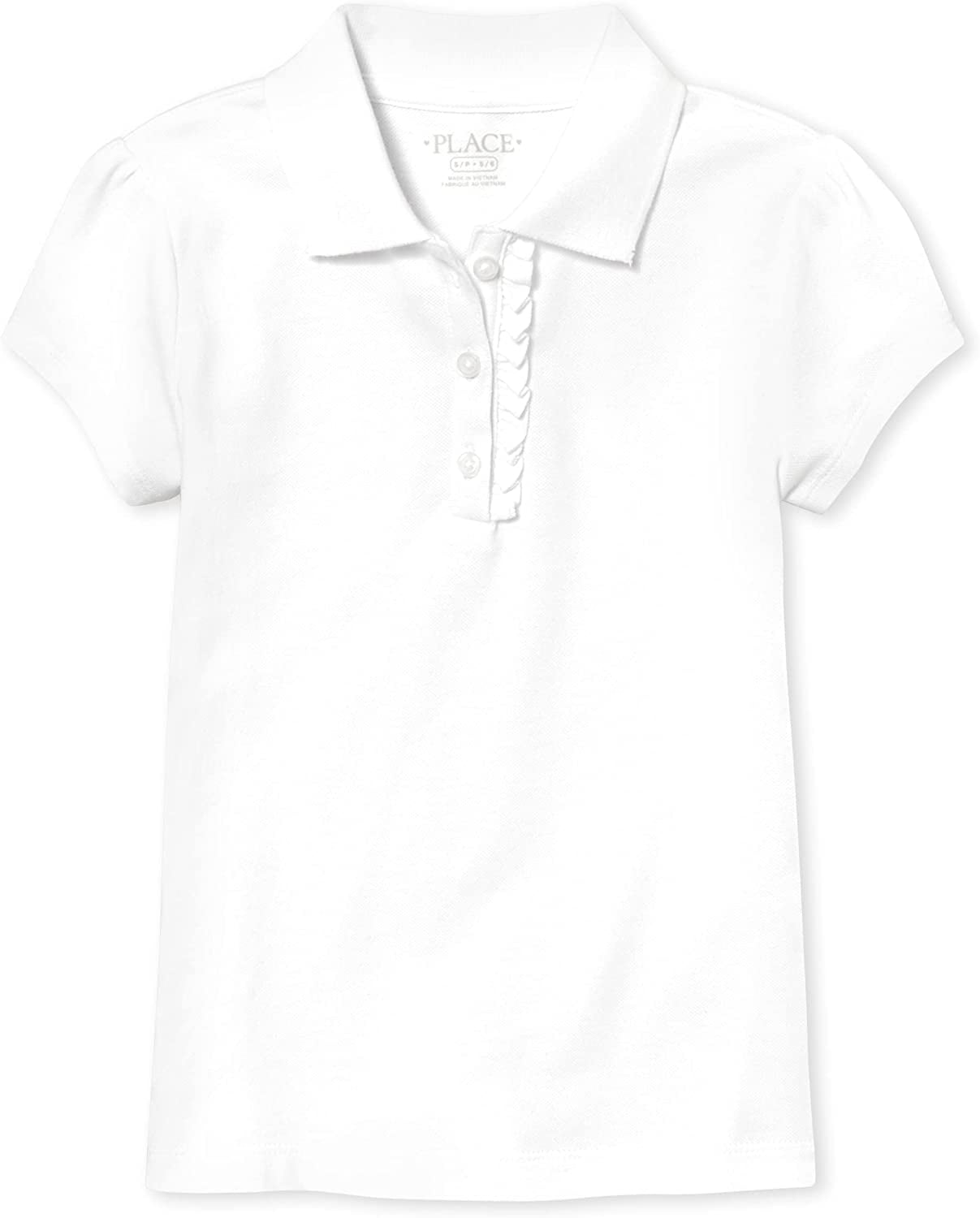 The Children's Place Girl's Uniform Short Sleeve Ruffle Pique Polo