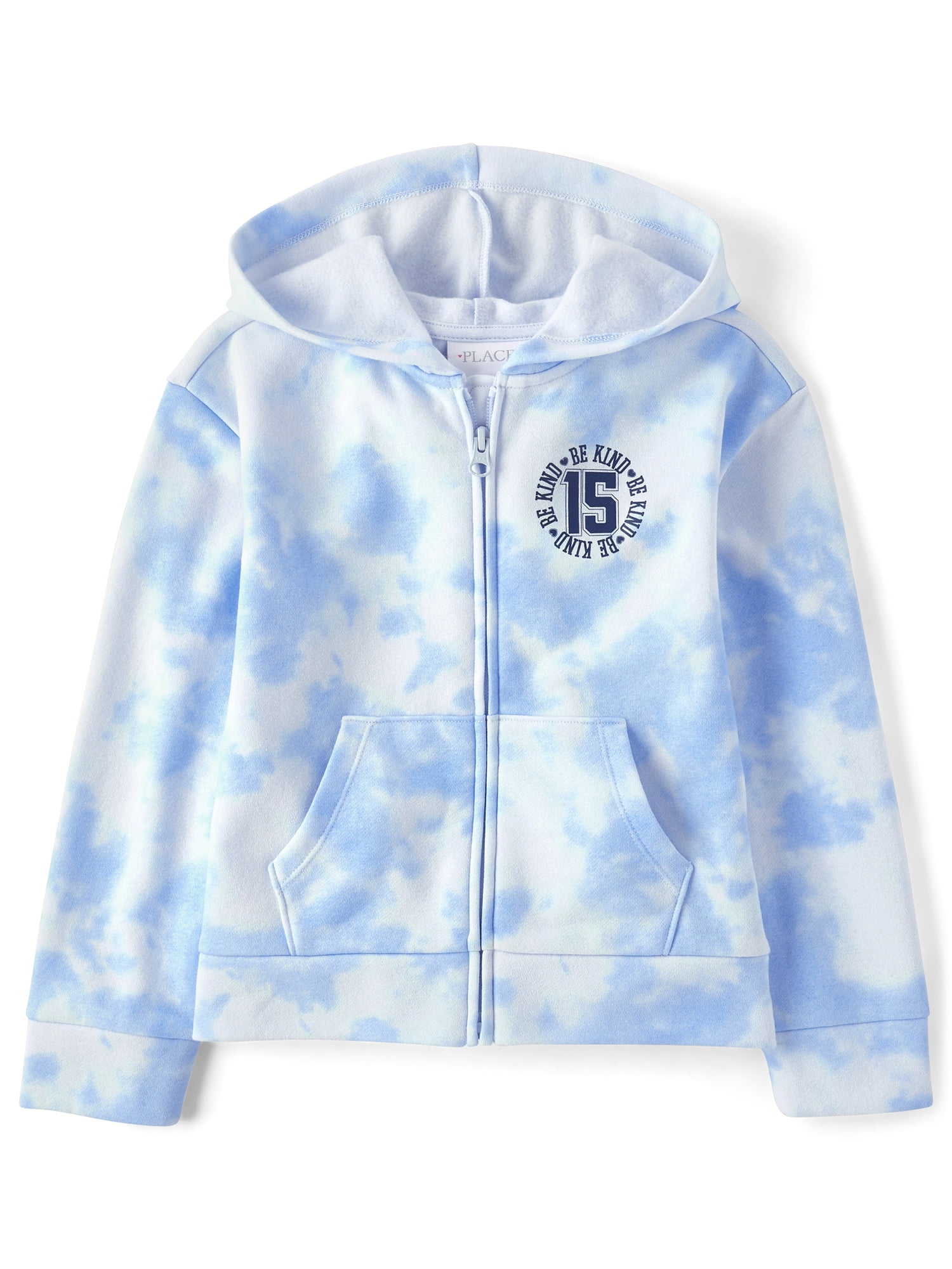 The Childrens Place Girls Long Sleeve Zip Hoodie Tie Dye Print