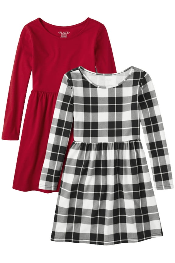 Girls 2-Pack Long Sleeve Dress, Sizes XS-XXL