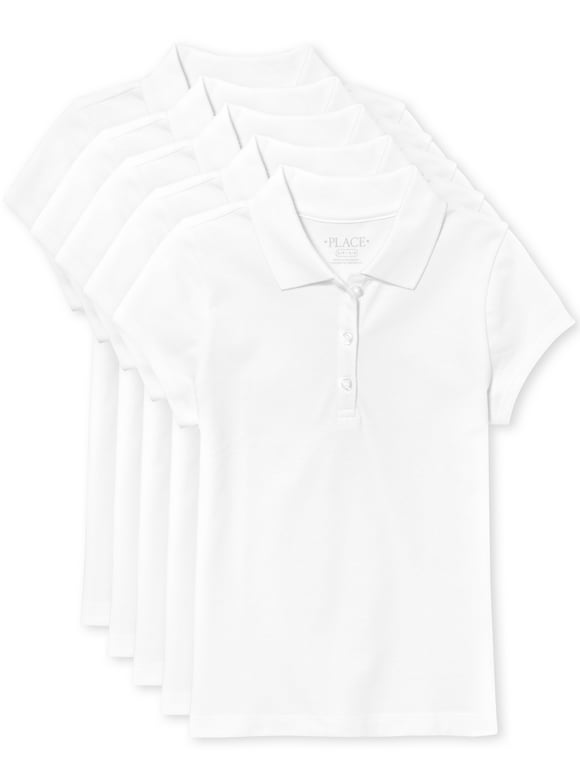 The Children's Place Girls 5-Pack Short-Sleeve Pique Polos, Sizes XS-XXL
