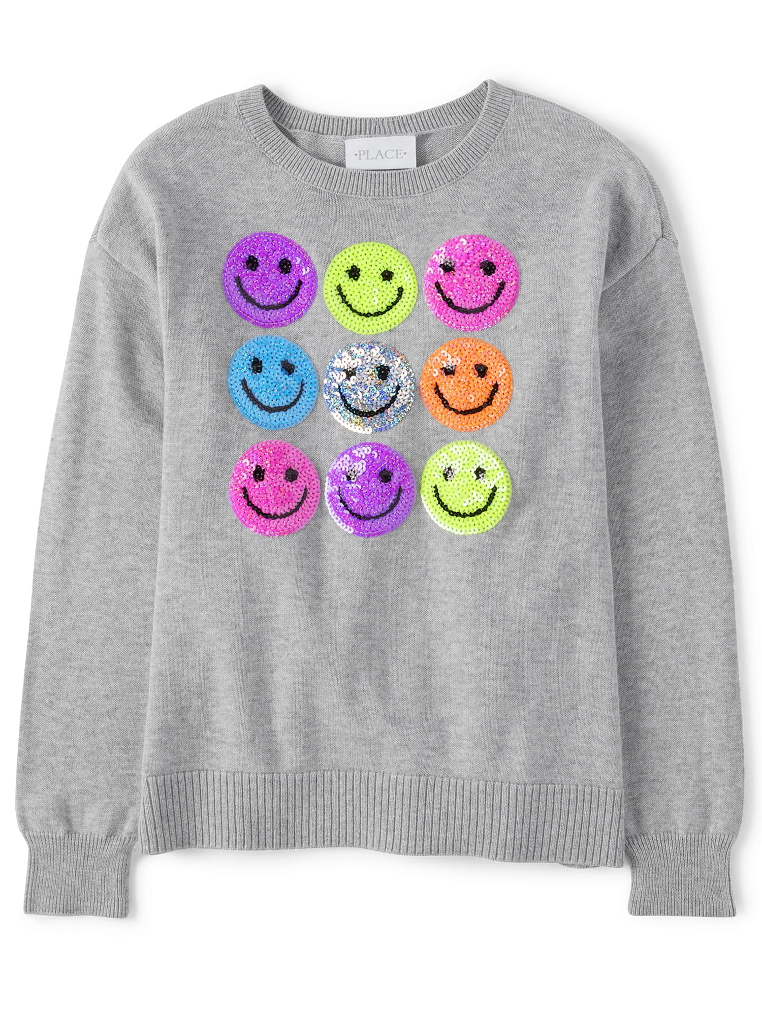 The Children's Place Girls Active Smiley Face Crewneck Graphic Sweater,  Sizes XS-XXL - Walmart.com
