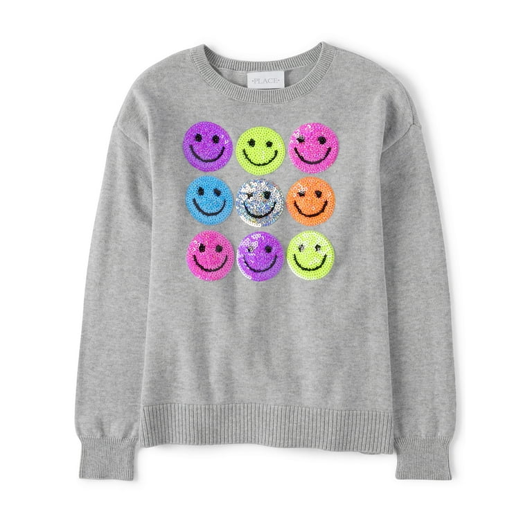 The Children s Place Girls Active Smiley Face Crewneck Graphic