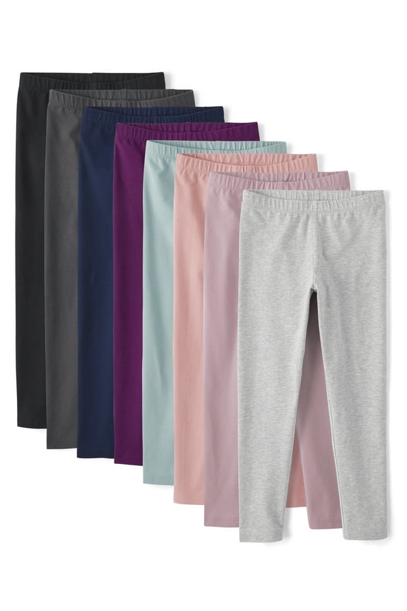 Girls Assorted Solid Color Leggings. 8-Pack, Sizes XS-XXL
