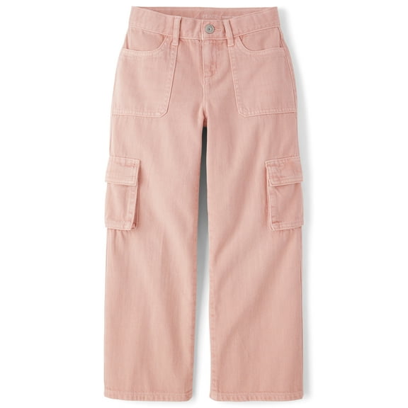 The Children's Place Girls Baggy Fit Garment Dyed Cargo Jeans, Sizes 4-16