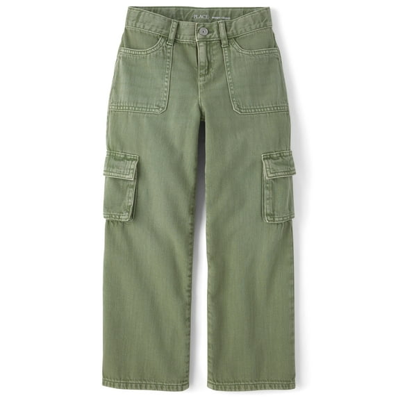 The Children's Place Girls Baggy Fit Garment Dyed Cargo Jeans, Sizes 4-16