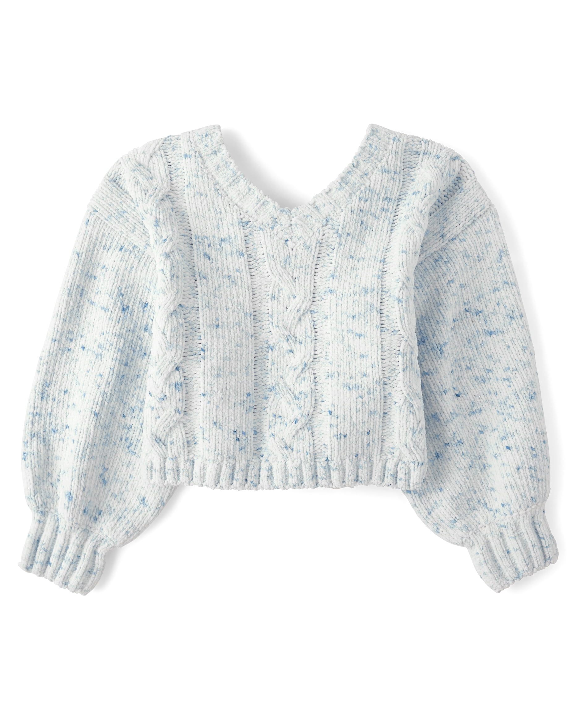 The Children's Place Girls Bow Back Cable Knit Chenille Sweater, Sizes XS-XXL