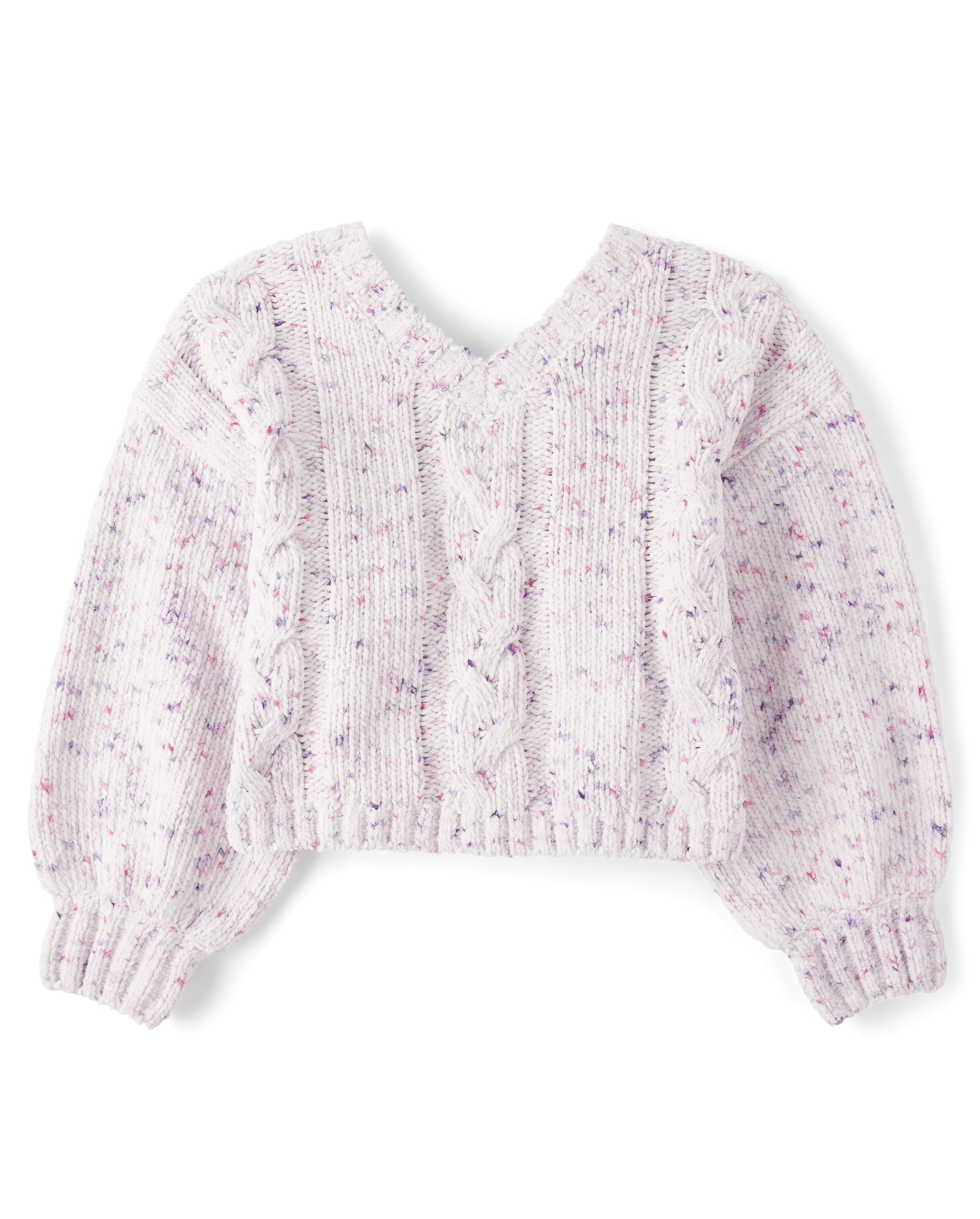 The Children's Place Girls Bow Back Cable Knit Chenille Sweater, Sizes XS-XXL