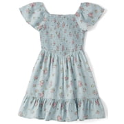 The Children's Place Girls Cap Sleeve Floral Smocked Ruffle Dress, Sizes XS-XXL