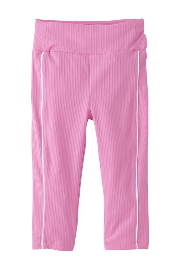 Girls Contrast Ribbed Capri Length Legging, Sizes XS-XXL