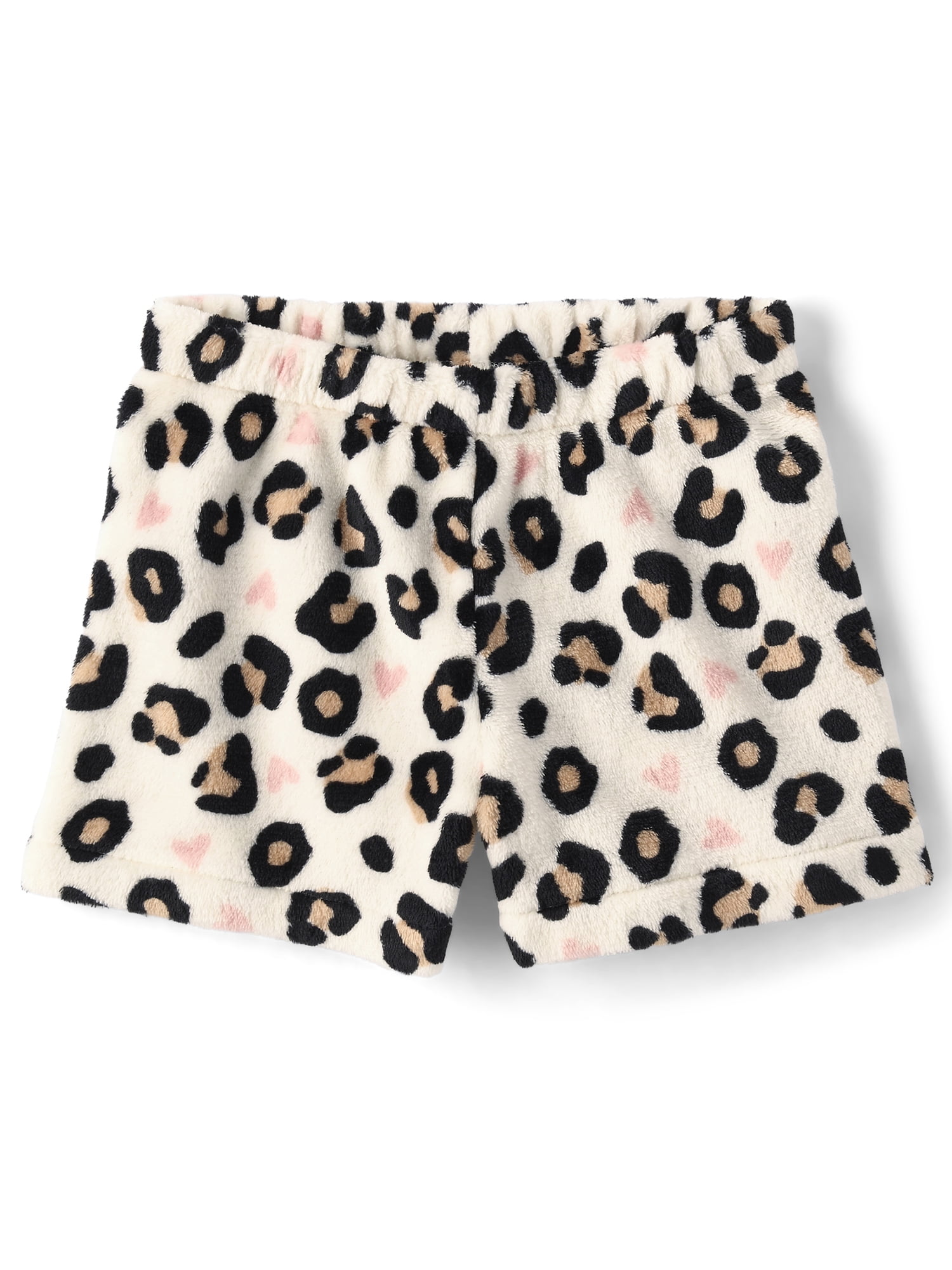 The Children's Place Girls Cozy Fleece Leopard Heart Pajama Shorts, Sizes XS-XXL