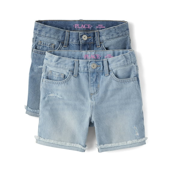 The Children's Place Girls Roll Cuff Denim Short, 2-Pack, Sizes 4-16