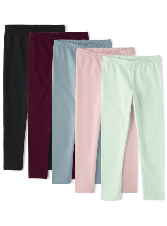Girls Everyday Full Length Leggings, 5-Pack, Sizes XS-XXL