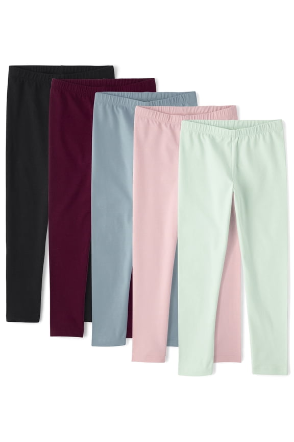 Girls Everyday Full Length Leggings, 5-Pack, Sizes XS-XXL