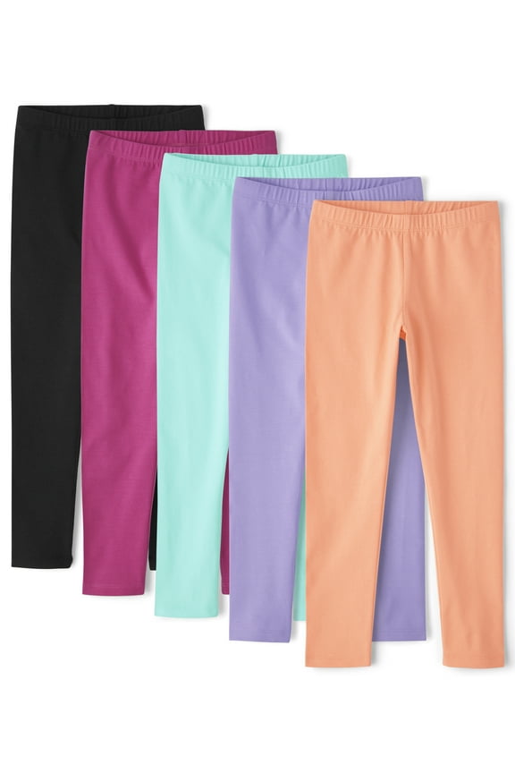 Girls Everyday Pull-On Leggings, 5-Pack, Sizes XS-XXL