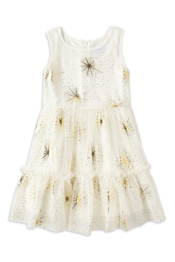 Girls Foil Mesh Dress, Sizes 4-16