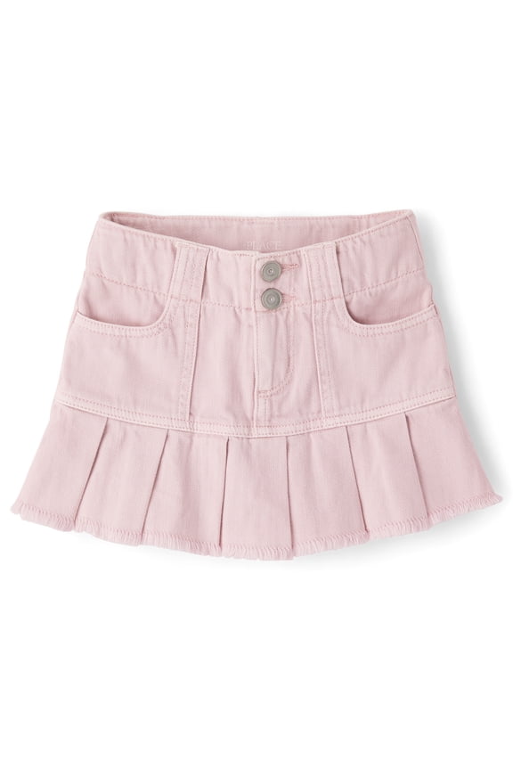 Girls Garment Dyed Pleated Denim Skort, Sizes 4-16