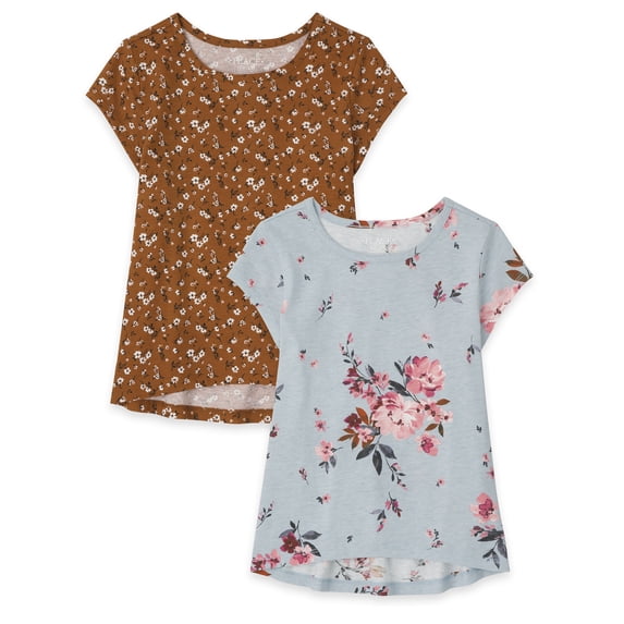 The Children's Place Girls High-Low Hem Short sleeve T-Shirts, 2-Pack, Sizes 4-16