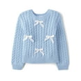 thumbnail image 1 of The Children's Place Girls Long Sleeve Cable Knit Bow Front Sweater, Sizes 12M-5T, 1 of 4