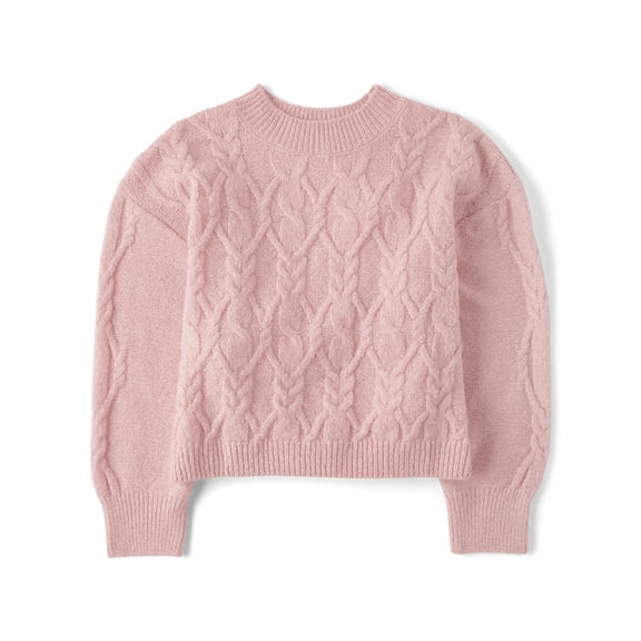 The Children's Place Girls Long Sleeve Cable Knit Cropped Chunky Sweater, Sizes XS-XXL