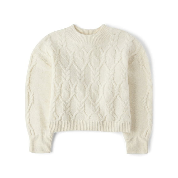 The Children's Place Girls Long Sleeve Cable Knit Cropped Chunky Sweater, Sizes XS-XXL