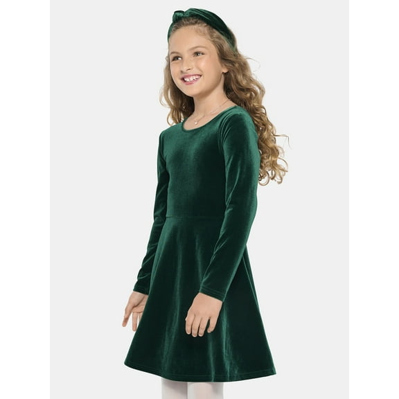The Children's Place Big & Little Girls Long Sleeve Christmas Velour Dress, Sizes 6M-XXL