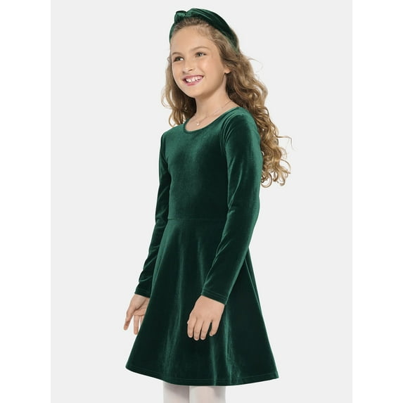 The Children's Place Big & Little Girls Long Sleeve Christmas Velour Dress, Sizes 6M-XXL