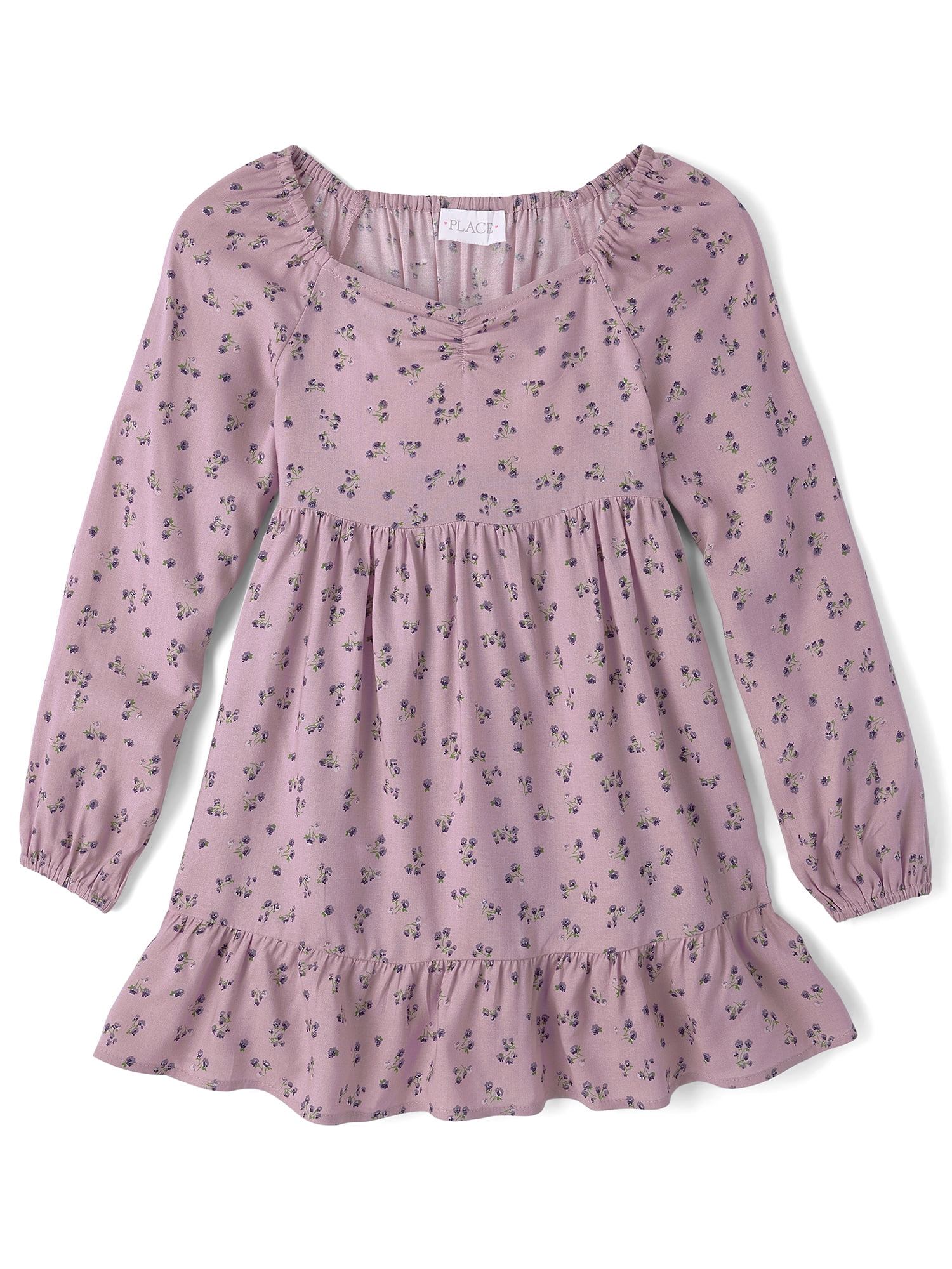 The Children's Place Girls Long Sleeve Floral Ruffle Dress, Sizes XS-XXL