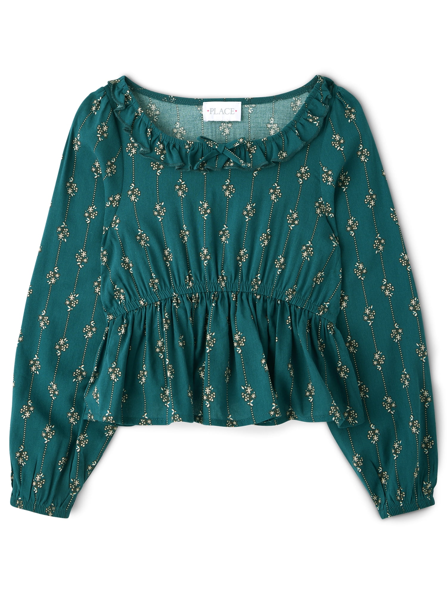 The Children's Place Girls Long Sleeve Floral Ruffle Top, Sizes XS-XXL