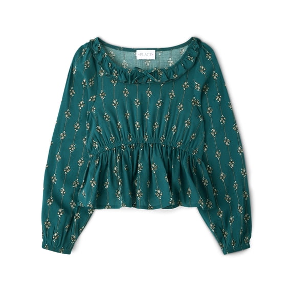 The Children's Place Girls Long Sleeve Floral Ruffle Top, Sizes XS-XXL