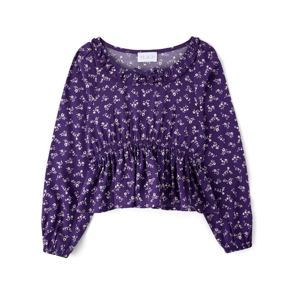 The Children's Place Girls Long Sleeve Floral Ruffle Top, Sizes XS-XXL