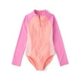 thumbnail image 1 of The Children's Place Girls Long Sleeve Half Zip One-Piece Rashguard Swimsuit, Sizes XS-XXL, 1 of 3