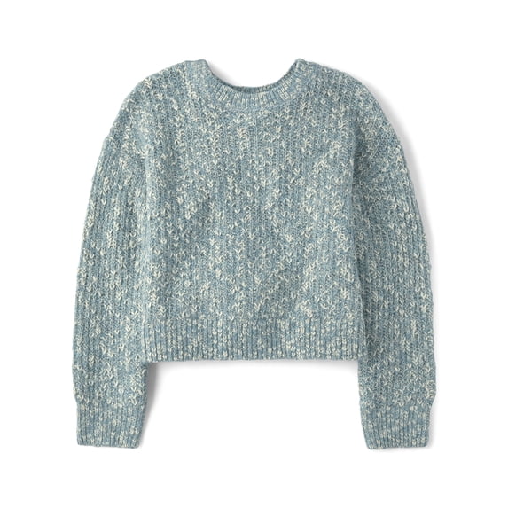The Children's Place Girls Long Sleeve Marled Shaker Stitch Cable Knit Sweater, Sizes XS-XXL