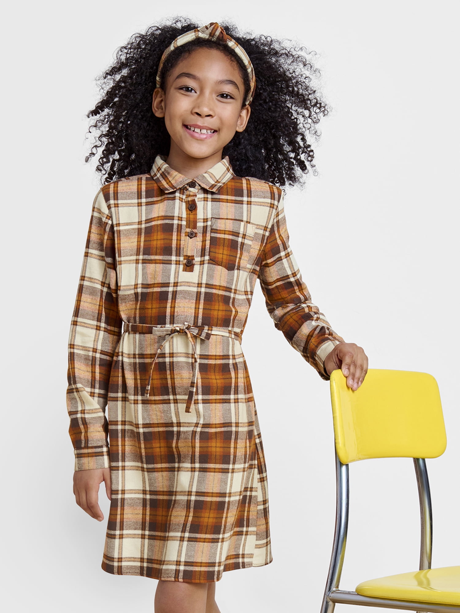 long sleeve plaid skater dress Odeerbi 4-14 Years Toddler Girls Christmas Plaid A-Line Dress Spring Fall Long Sleeve Ballet Skater Dress Stretchy Twirly Skater School Recital Round