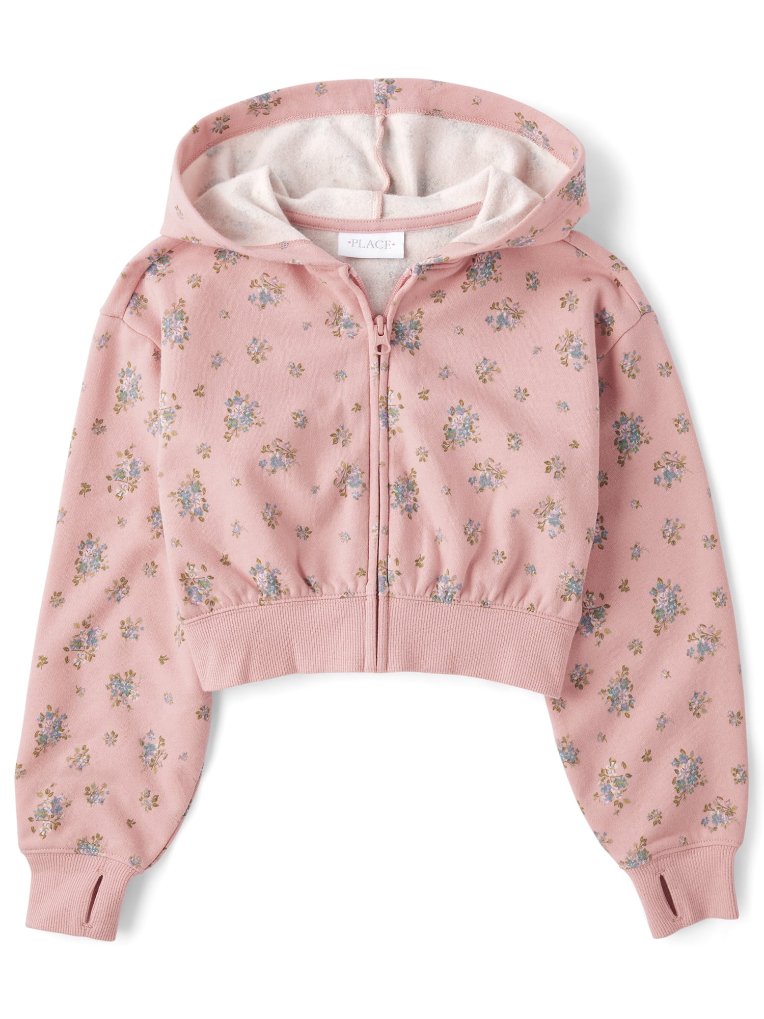 The Children's Place Girls Long Sleeve Printed Fleece Zip-Up Hoodie, Sizes XS-XXL