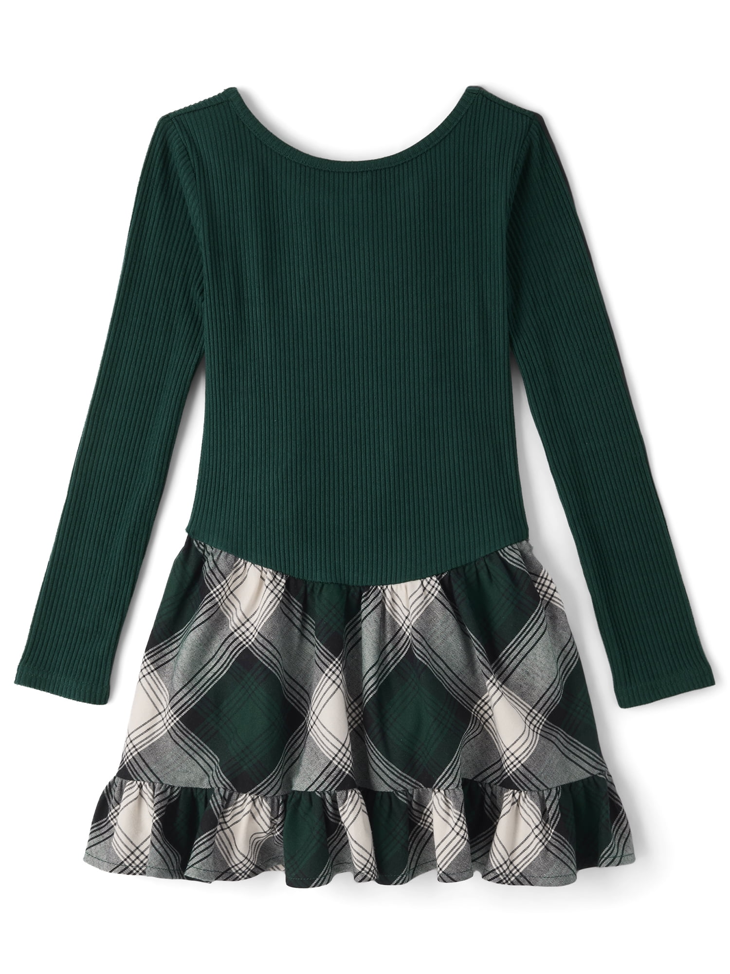 The Children s Place Girls Long Sleeve Ribbed Plaid Drop Waist Dress Sizes XS XXL