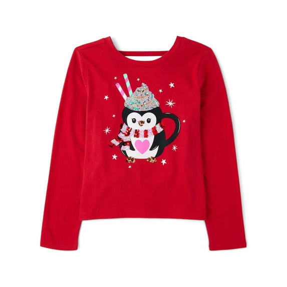 The Children's Place Girls Long Sleeve Sequin Bar-Back Knit Top, Sizes XS-XXL