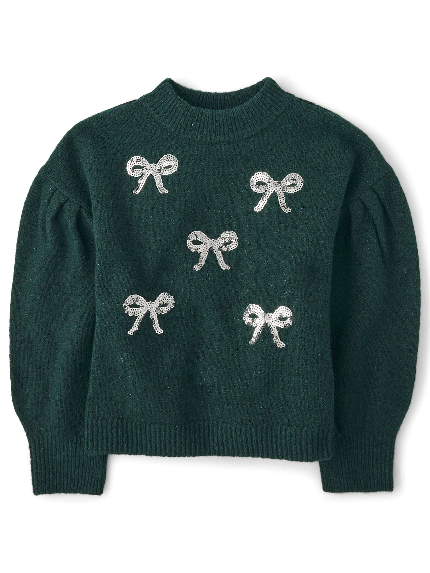 The Children's Place Girls Long Sleeve Sequin Bow Front Sweater, Sizes XS-XXL