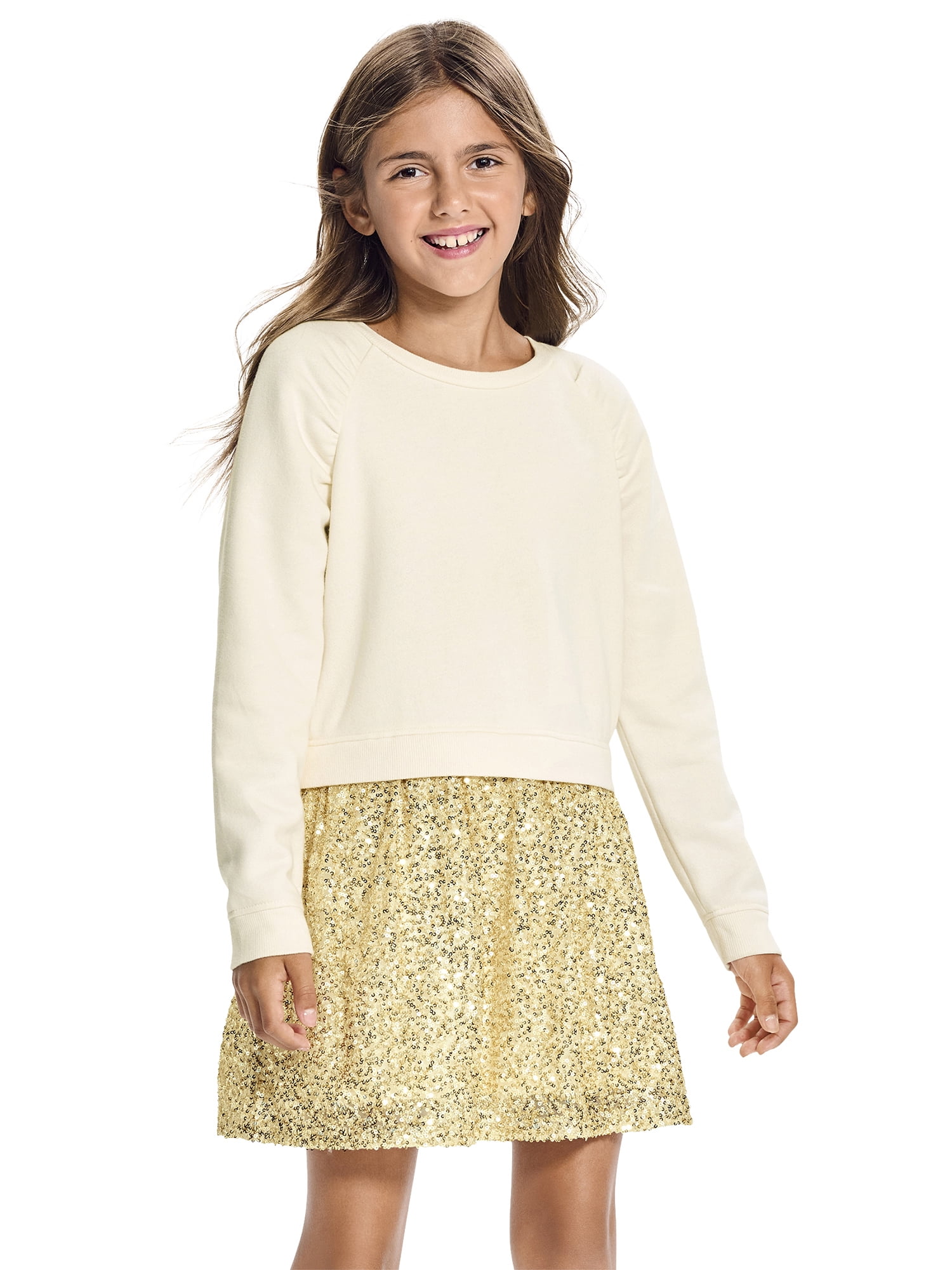 The Children's Place Girls Long Sleeve Sequin Sweatshirt Dress, Sizes  XS-XXL - Walmart.com