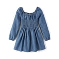 thumbnail image 1 of The Children's Place Girls Long Sleeve Smocked Chambray Dress, Sizes XS-XXL, 1 of 4
