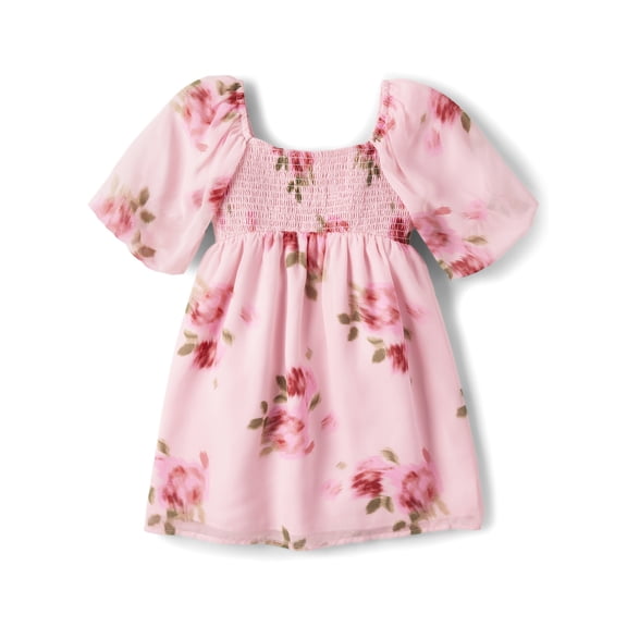 The Children's Place Girls Long Sleeve Smocked Chiffon Babydoll Dress, Sizes XS-XXL