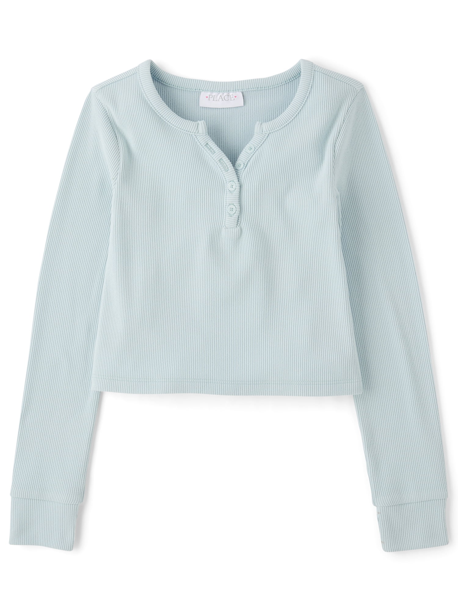 The Children's Place Girls Long Sleeve Sueded Rib Henley Top, Sizes XS-XXL
